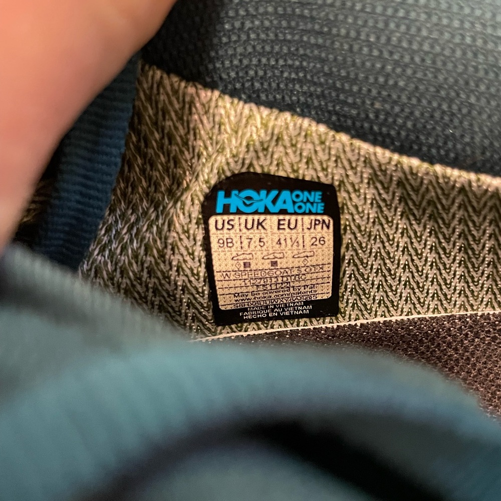 Hoka One One speedboat 5 Gore Tex Spike Blue and Yellow Running Shoes Womens 9 - Picture 7 of 7